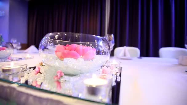 Boda decoración de mesa — Vídeo de stock