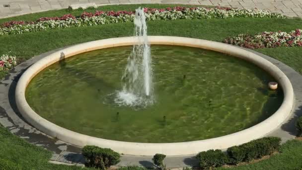 Szökőkút spray a kör alakú tó — Stock videók