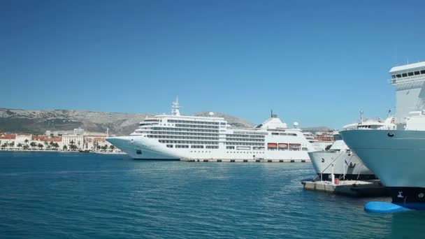 Bateaux de ferry dans le port — Video