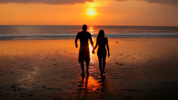 Пара ходьба тримає руки — стокове відео