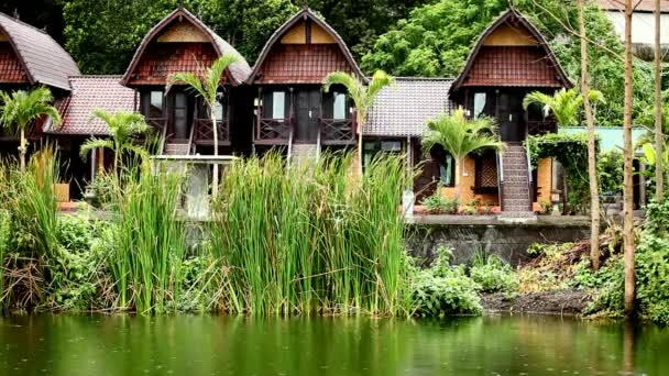 Nature resort on Lake Batur — Stock Video