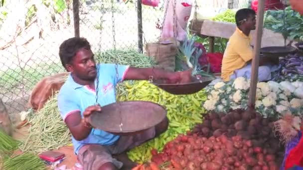 Einheimische Männer sitzen und verkaufen — Stockvideo
