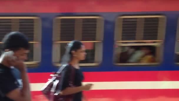 Treno che passa sul binario alla stazione di Colombo . — Video Stock