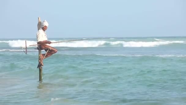 Balıkçı balıkçılık direkleri — Stok video