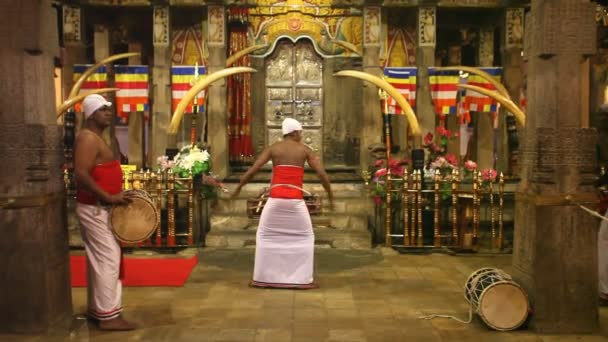 Artiesten in de tempel van de tand — Stockvideo