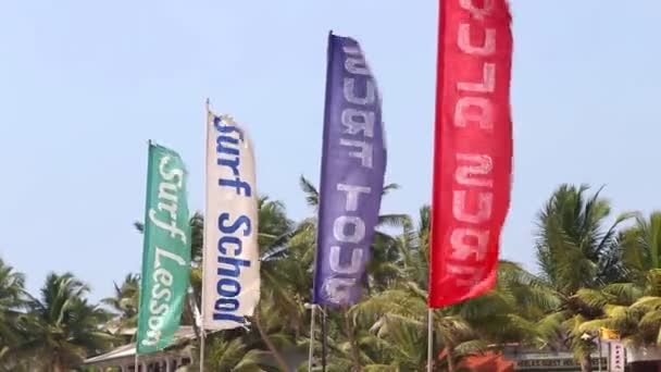 Vista de las banderas de surf en el viento — Vídeos de Stock