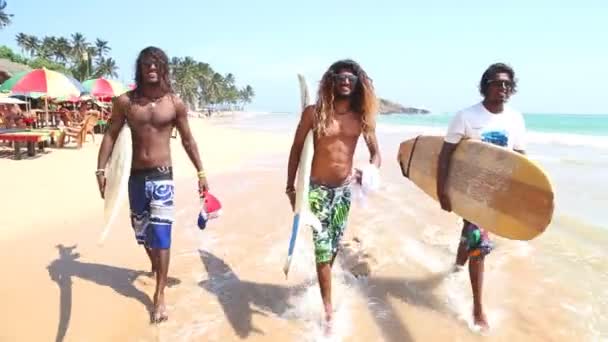 Surfers με σανίδες και γυαλιά — Αρχείο Βίντεο