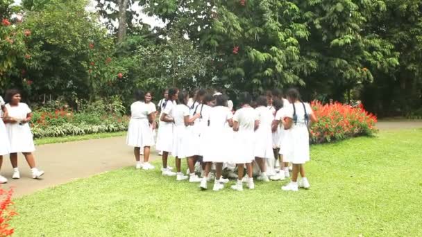 Місцевій школі дівчата в ботанічний сад — стокове відео