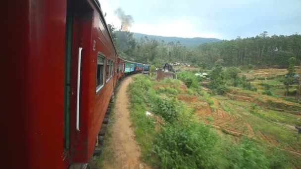 Nuwara eliya Landschaft aus dem fahrenden Zug — Stockvideo