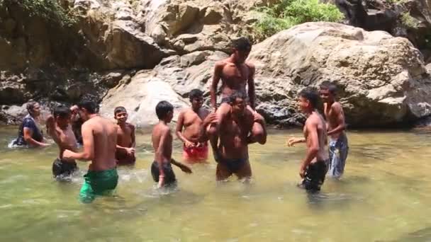 The Locals enjoying the Ravana Fall — Stock Video