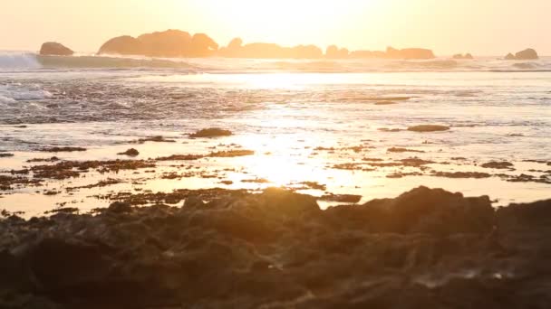 Golven afwas op strand — Stockvideo