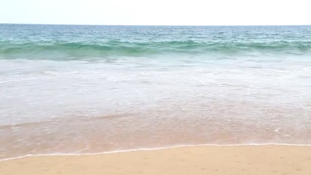 Waves washing up on sandy beach in the tropics — Stock Video