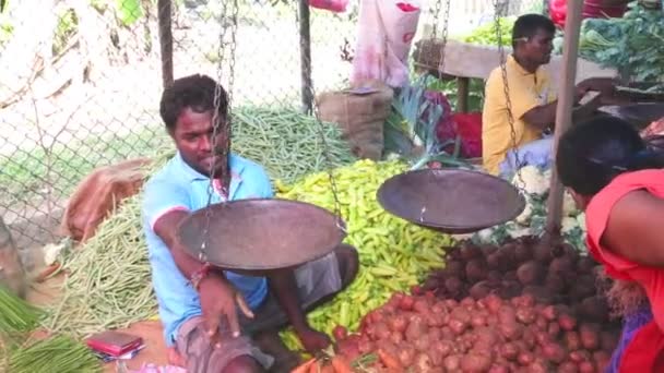 Local men sitting and selling — Stock Video