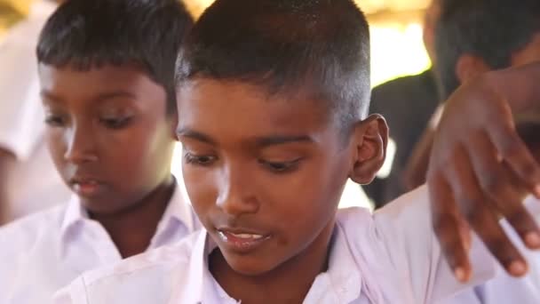 School boys visiting Kosgoda turtle hatchery — Stock Video