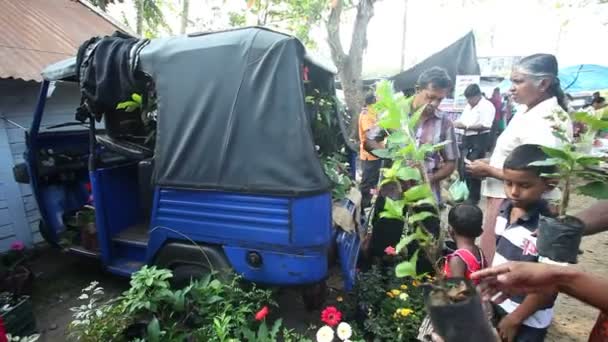 Locais comprando flores no mercado de Hikkaduwa — Vídeo de Stock