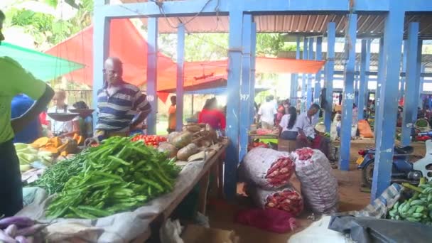 Weergave van mensen op Hikkaduwa markt — Stockvideo