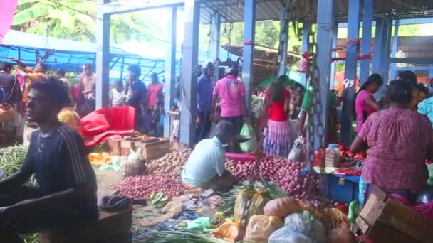 Местные жители продают свою продукцию на рынке — стоковое видео