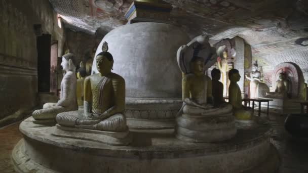 Wiele siedząc i stojąc buddów — Wideo stockowe