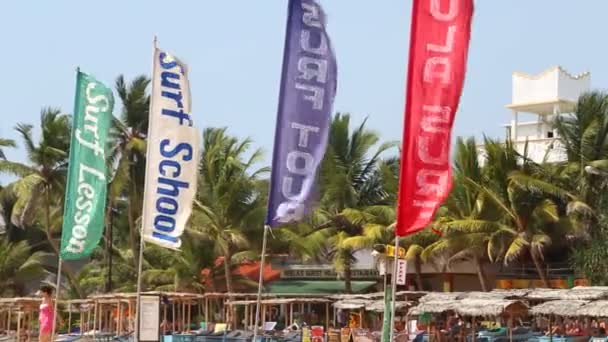 Weergave van surfen vlaggen op de wind — Stockvideo