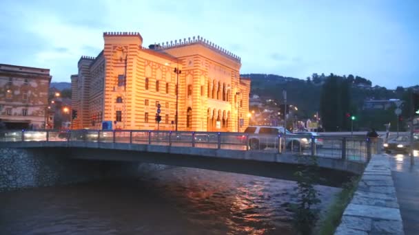 Biblioteca nacional e universitária da Bósnia e Herzegovina — Vídeo de Stock
