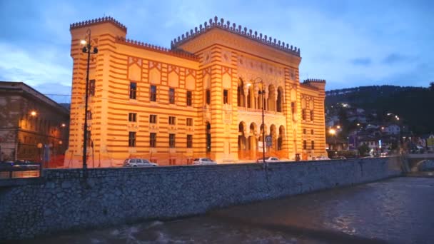 Narodowej i uniwersyteckiej biblioteki Bośni i Hercegowiny — Wideo stockowe