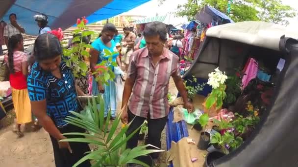 Woman buying flowers — Stock Video