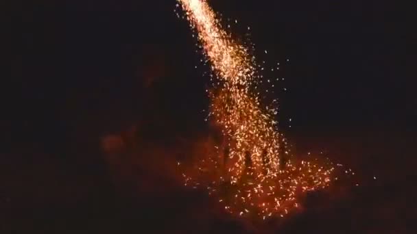 Slow motion of fireworks on beach. — Stock Video