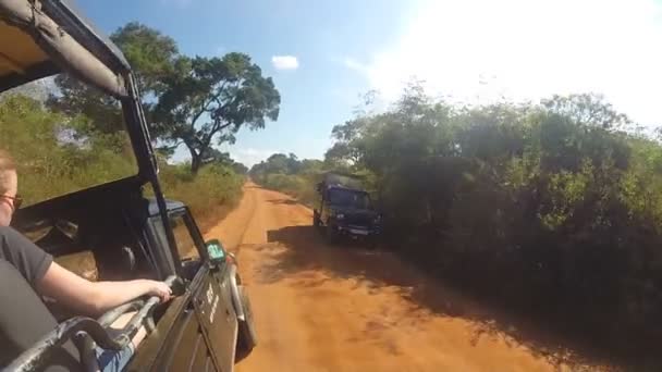 Vista de Jeep em movimento durante safári no Parque Nacional de Yala . — Vídeo de Stock