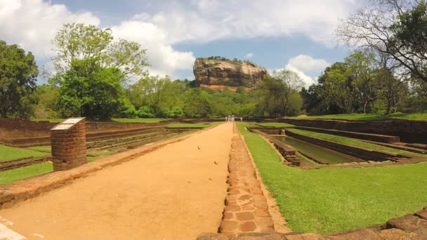 View of park below from Sigiriya rock in Sri Lanka — Stock Video
