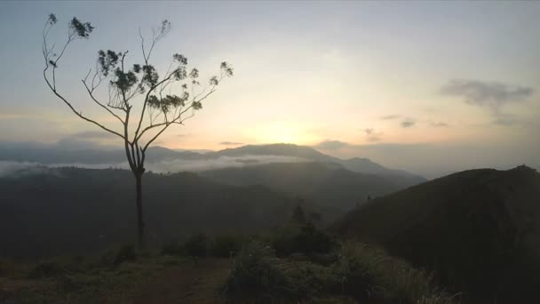 Magical sun rising at Ella Peak — Stock Video