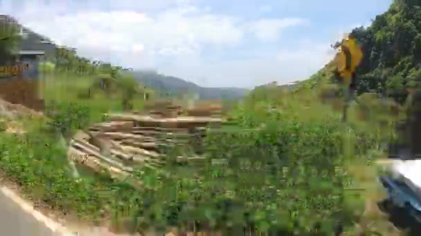 Mountain road view from the car — Stock Video