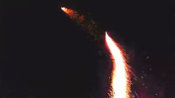 People starting fireworks on beach. — Stock Video