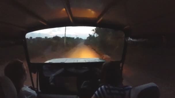 Вид с движущегося джипа во время сафари в национальном парке Яла . — стоковое видео