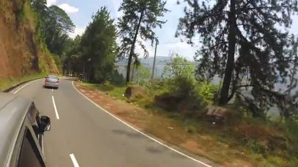 Sri Lankan tropical landscape from driving minivan — Stock Video