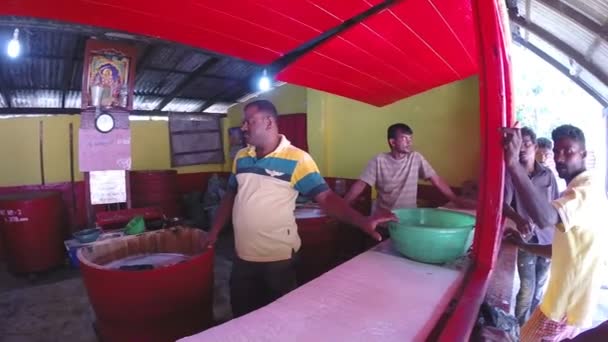 Mensen zelf vernieuwen met traditionele sri Lankaanse kokosnoot wijn — Stockvideo