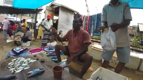 Lokalbefolkningen köper färsk fisk — Stockvideo