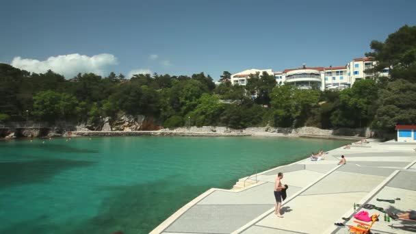 View of small bay in in Krk on Krk island — Stock Video