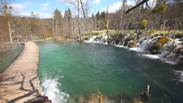 Cascadas en el Parque Nacional Plitvice — Vídeo de stock