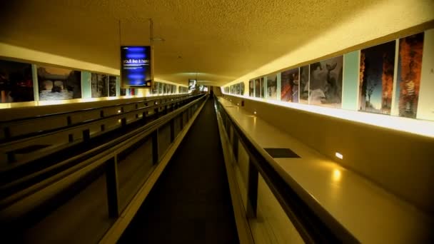 Escalators in charles de gaulle airport — Stock Video