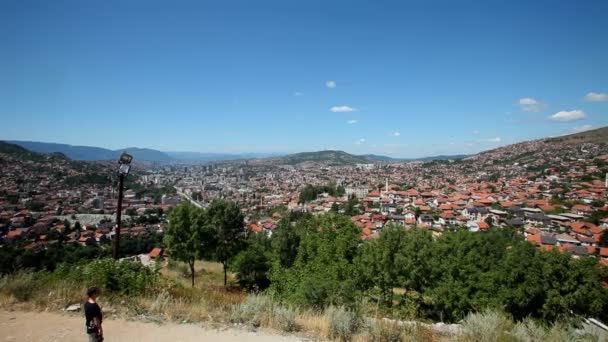 Panoramik şehir Saraybosna — Stok video