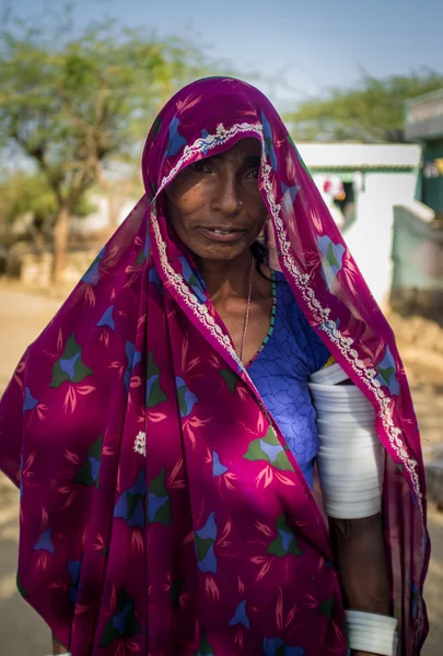 Tribeswoman in sari poses — стокове фото