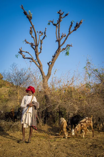 Indian tribesman holds traditional axe — ストック写真