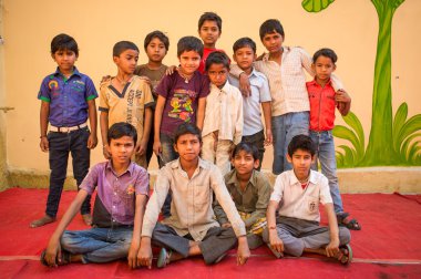 Boys pose for a group photo