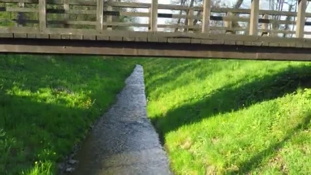 Man loopt over de brug — Stockvideo