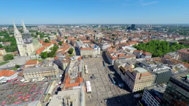 Zagreb with Ban Jelacic Square — Stock Video