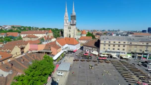 Zagreb und Dolac-Markt — Stockvideo