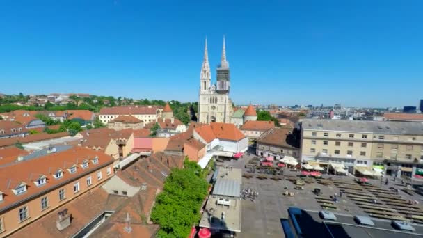 Merkez Zagreb ve Dolac Pazar — Stok video