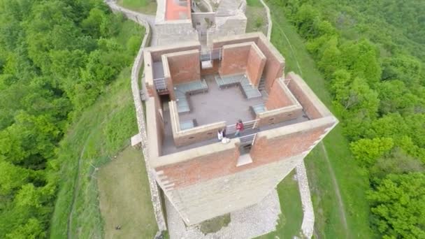 Medvedgrad と森、塔の壁. — ストック動画
