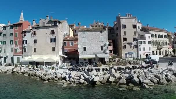 Town and sea surrounding Rovinj — Stock Video