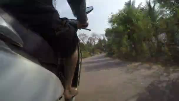 Road view during a motorbike ride — Stock Video